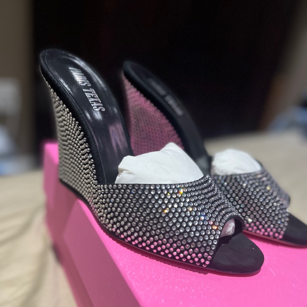Paris Texas Holly Wanda Crystal Embellished Wedge Sandals - Picture 1 of 6